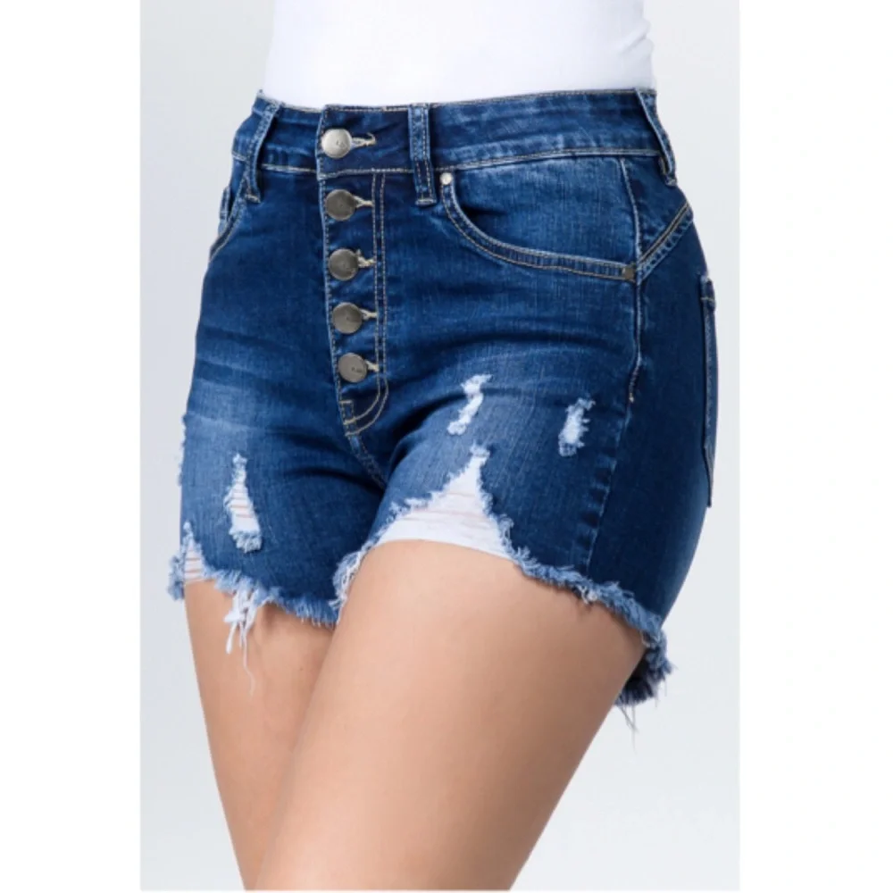 •L&B High Waist Button Fly Distressed Denim Shorts! NEW!
